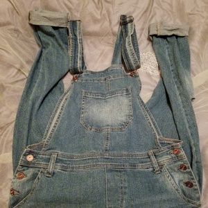Distressed Denim Overalls